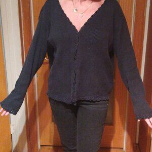 Victoria Jones black ribbed lace detail sweater